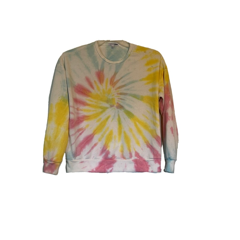 fashion Nova womens tie dye pullover sweateshirt size M BO